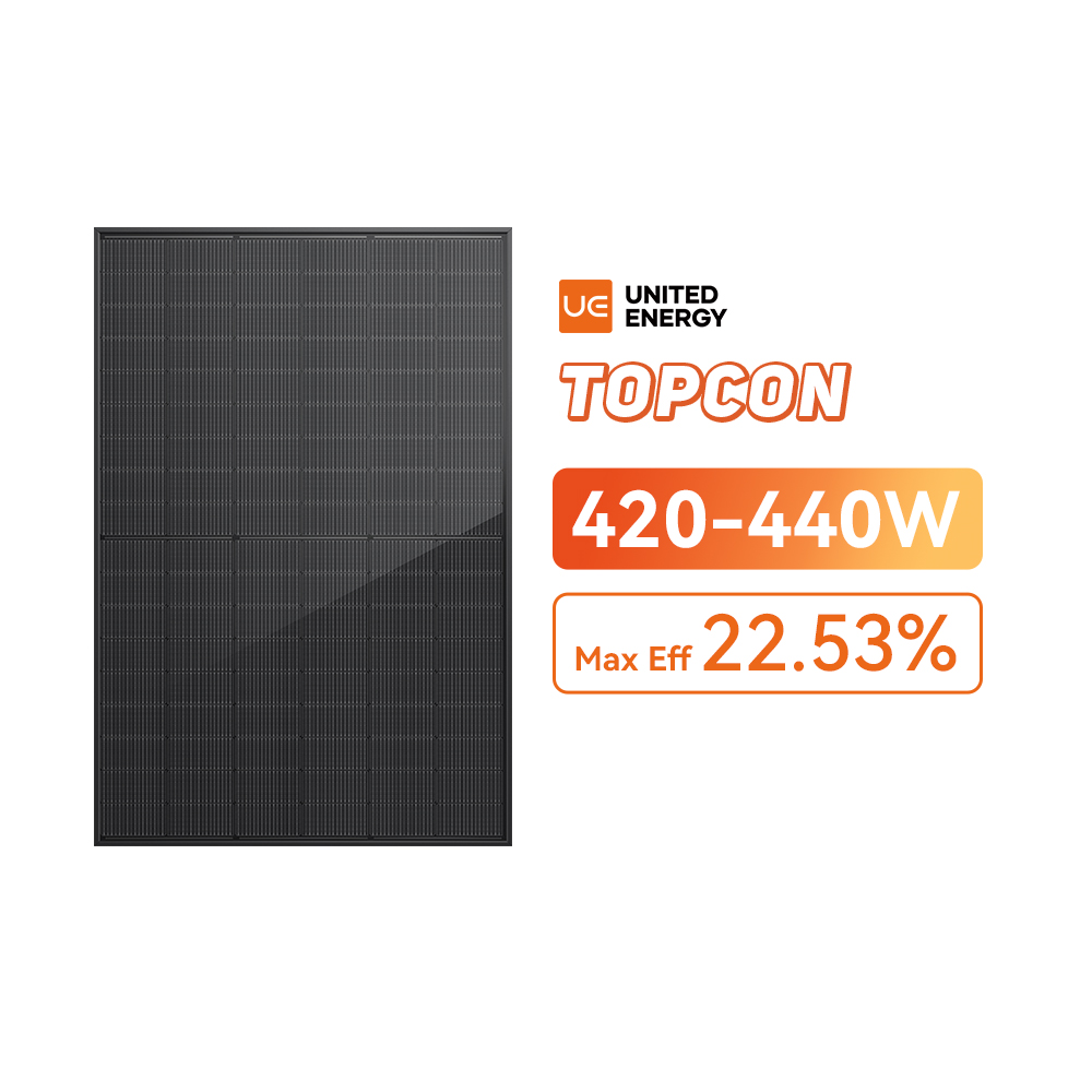 420-440Watt todos os painéis fotovoltaicos solares mono bifaciais pretos TOPCon
