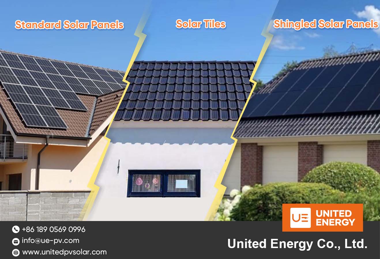 Painéis solares com telhas VS. Telhas Solares VS. Painéis solares padrão