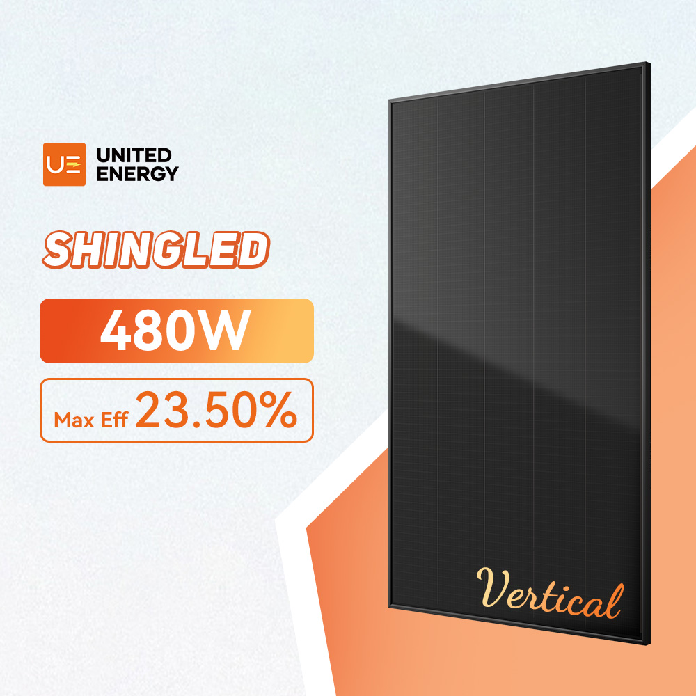 Painéis solares Shingled verticais de 490 watts todo o módulo solar preto